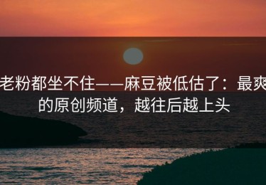 老粉都坐不住——麻豆被低估了：最爽的原创频道，越往后越上头