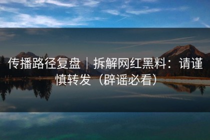 传播路径复盘｜拆解网红黑料：请谨慎转发（辟谣必看）