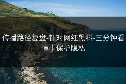 传播路径复盘-针对网红黑料-三分钟看懂｜保护隐私
