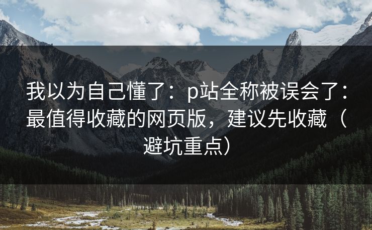 我以为自己懂了:p站全称被误会了:最值得收藏的网页版,建议先收藏(避坑重点) 我以为自己懂了:p站全称被误会了:最值得收藏的网页版,建议先收藏(避坑重点)