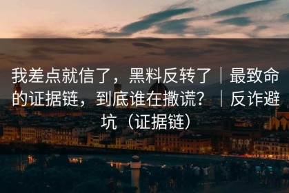 我差点就信了，黑料反转了｜最致命的证据链，到底谁在撒谎？｜反诈避坑（证据链）