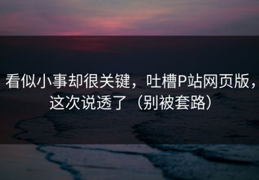 看似小事却很关键，吐槽P站网页版，这次说透了（别被套路）