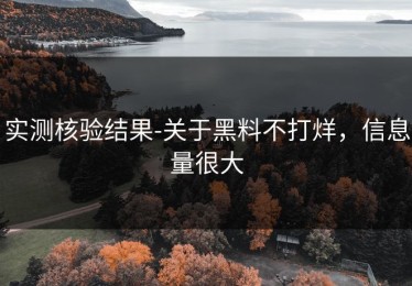 实测核验结果-关于黑料不打烊，信息量很大