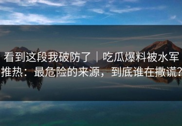 看到这段我破防了｜吃瓜爆料被水军推热：最危险的来源，到底谁在撒谎？