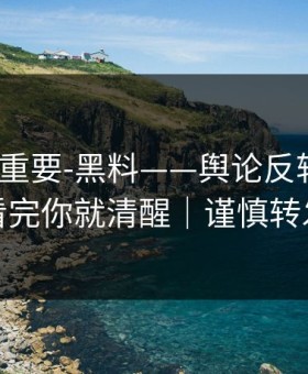 冷门但重要-黑料——舆论反转前兆？看完你就清醒｜谨慎转发