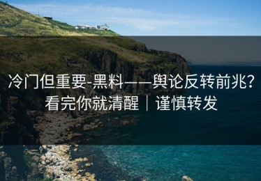 冷门但重要-黑料——舆论反转前兆？看完你就清醒｜谨慎转发