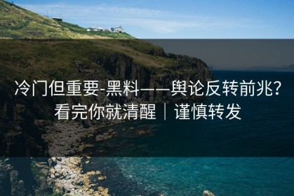 冷门但重要-黑料——舆论反转前兆？看完你就清醒｜谨慎转发
