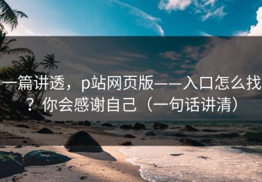一篇讲透，p站网页版——入口怎么找？你会感谢自己（一句话讲清）