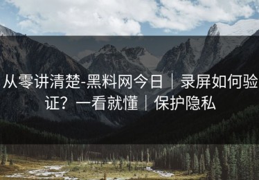 从零讲清楚-黑料网今日｜录屏如何验证？一看就懂｜保护隐私