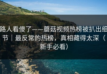 路人看傻了——蘑菇视频热榜被扒出细节｜最反常的热榜，真相藏得太深（新手必看）