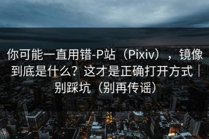 你可能一直用错-P站（Pixiv），镜像到底是什么？这才是正确打开方式｜别踩坑（别再传谣）