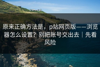 原来正确方法是，p站网页版——浏览器怎么设置？别把账号交出去｜先看风险