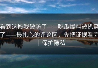 看到这段我破防了——吃瓜爆料被扒穿了——最扎心的评论区，先把证据看完｜保护隐私