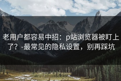 老用户都容易中招：p站浏览器被盯上了？-最常见的隐私设置，别再踩坑