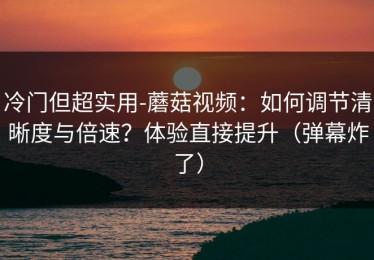 冷门但超实用-蘑菇视频：如何调节清晰度与倍速？体验直接提升（弹幕炸了）