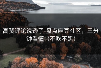 高赞评论说透了-盘点麻豆社区，三分钟看懂（不吹不黑）