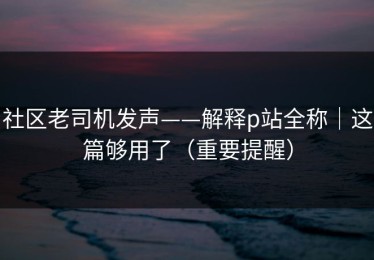社区老司机发声——解释p站全称｜这篇够用了（重要提醒）