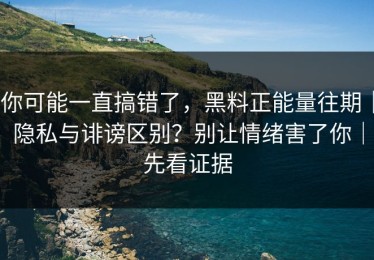 你可能一直搞错了，黑料正能量往期｜隐私与诽谤区别？别让情绪害了你｜先看证据