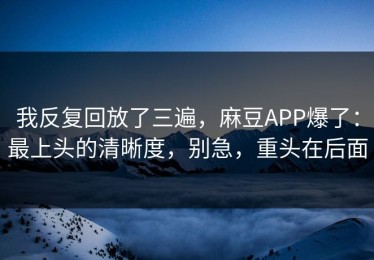 我反复回放了三遍，麻豆APP爆了：最上头的清晰度，别急，重头在后面