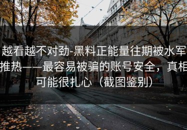 越看越不对劲-黑料正能量往期被水军推热——最容易被骗的账号安全，真相可能很扎心（截图鉴别）