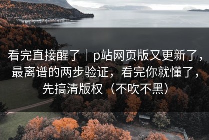 看完直接醒了｜p站网页版又更新了，最离谱的两步验证，看完你就懂了，先搞清版权（不吹不黑）