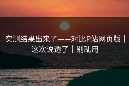 实测结果出来了——对比P站网页版｜这次说透了｜别乱用