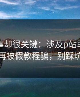 看似小事却很关键：涉及p站助手｜别再被假教程骗，别踩坑