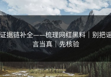 证据链补全——梳理网红黑料｜别把谣言当真｜先核验