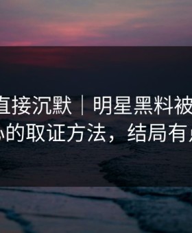 这波我直接沉默｜明星黑料被造谣了：最扎心的取证方法，结局有点反转