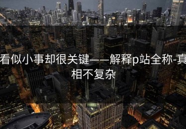 看似小事却很关键——解释p站全称-真相不复杂