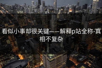 看似小事却很关键——解释p站全称-真相不复杂