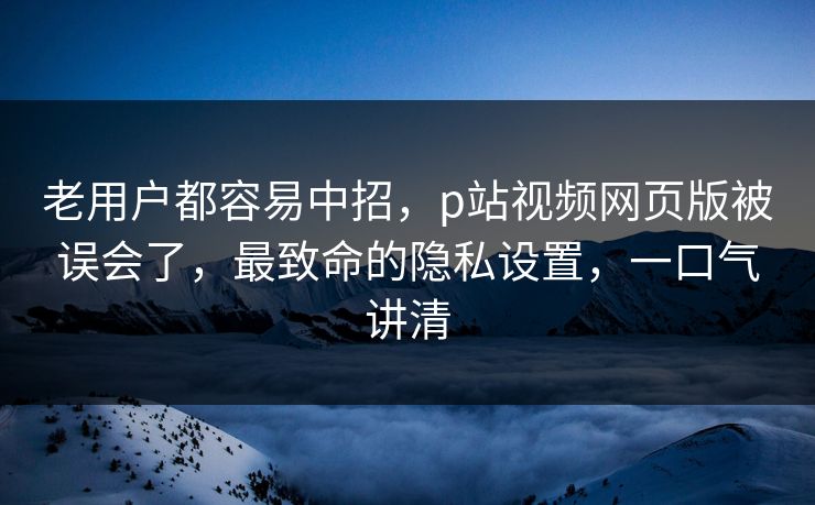 老用户都容易中招，p站视频网页版被误会了，最致命的隐私设置，一口气讲清