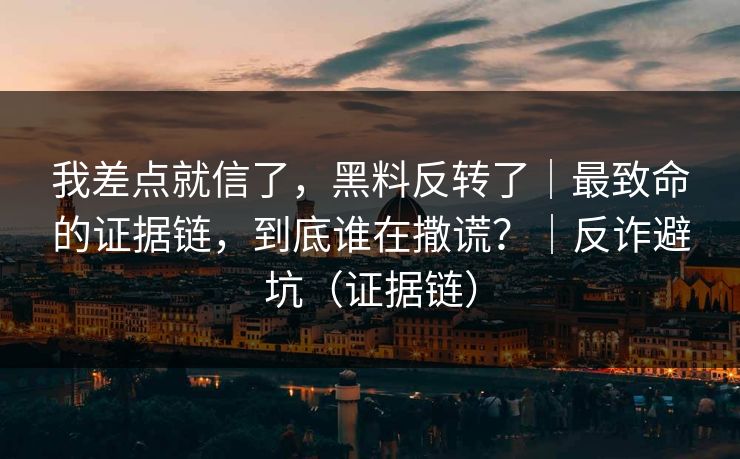 我差点就信了,黑料反转了|最致命的证据链,到底谁在撒谎?|反诈避坑(证据链) 我差点就信了,黑料反转了|最致命的证据链,到底谁在撒谎?|反诈避坑(证据链)