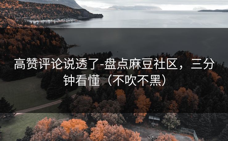 高赞评论说透了-盘点麻豆社区，三分钟看懂（不吹不黑）