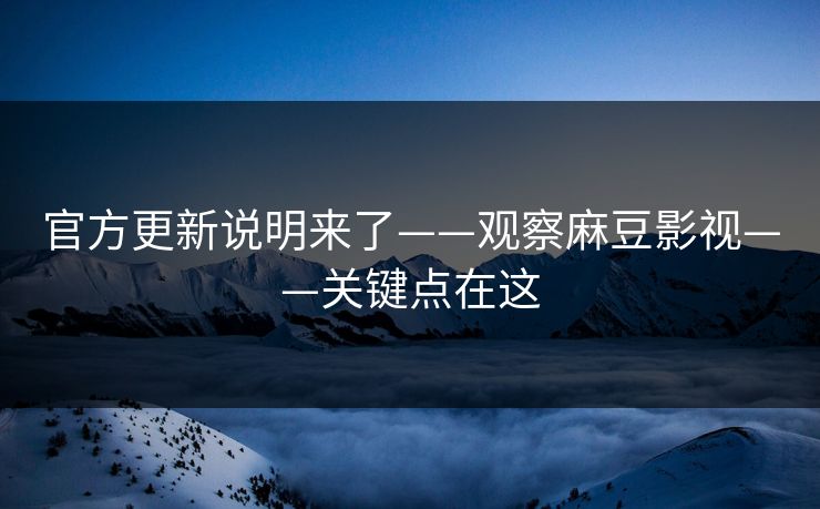 官方更新说明来了——观察麻豆影视——关键点在这