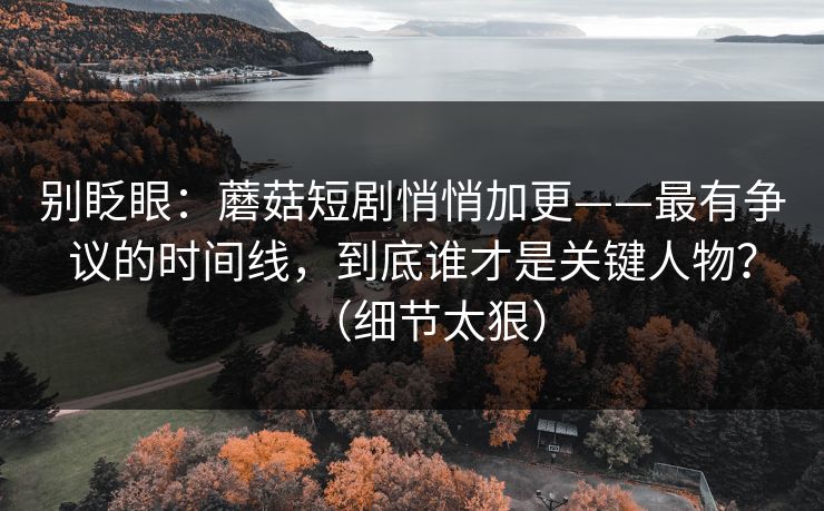 别眨眼:蘑菇短剧悄悄加更——最有争议的时间线,到底谁才是关键人物?(细节太狠) 别眨眼:蘑菇短剧悄悄加更——最有争议的时间线,到底谁才是关键人物?(细节太狠)