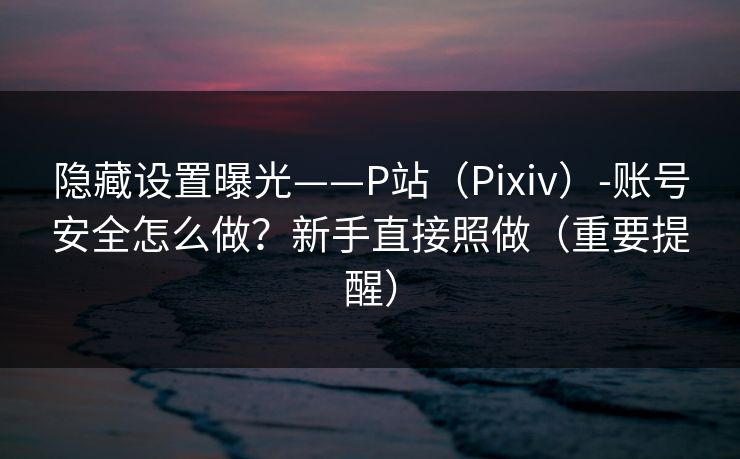 隐藏设置曝光——P站（Pixiv）-账号安全怎么做？新手直接照做（重要提醒）