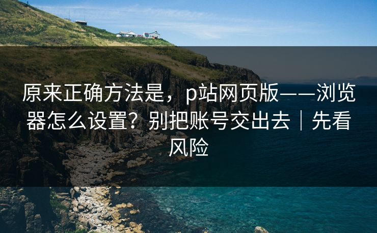 原来正确方法是，p站网页版——浏览器怎么设置？别把账号交出去｜先看风险
