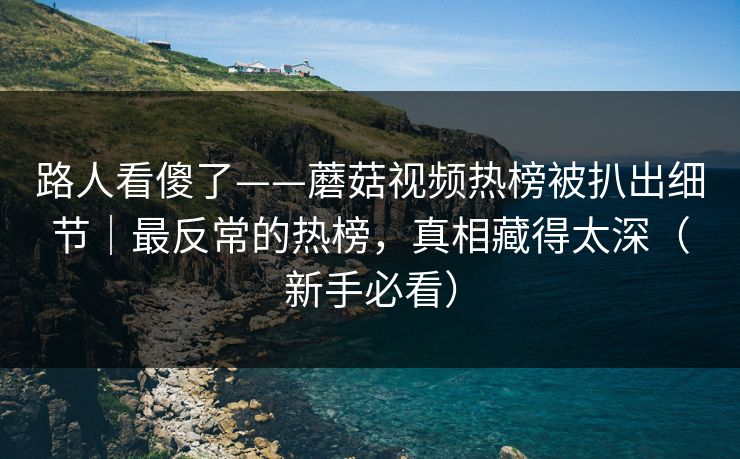 路人看傻了——蘑菇视频热榜被扒出细节|最反常的热榜,真相藏得太深(新手必看) 路人看傻了——蘑菇视频热榜被扒出细节|最反常的热榜,真相藏得太深(新手必看)