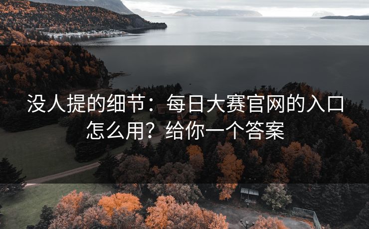 没人提的细节：每日大赛官网的入口怎么用？给你一个答案