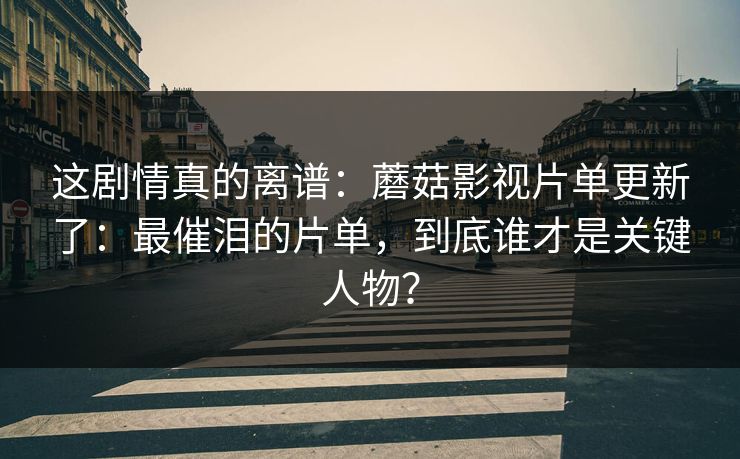 这剧情真的离谱：蘑菇影视片单更新了：最催泪的片单，到底谁才是关键人物？